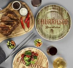 Prato Raso Churrasco Verde de Porcelana