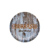 Prato Raso Churrasco Azul de Porcelana