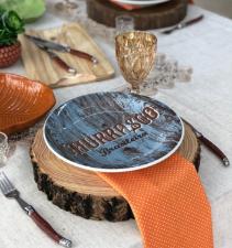 Prato Raso Churrasco Azul de Porcelana