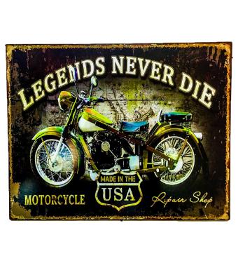 Quadro de Madeira Grande Legends Never Die
