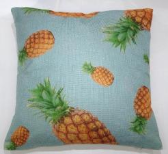 Capa para Almofada Azul com Abacaxi Amarelo