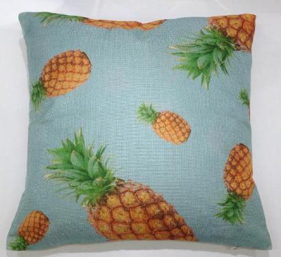 Capa para Almofada Azul com Abacaxi Amarelo