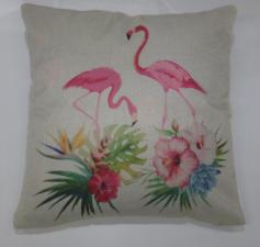 Capa para Almofada Casal de Flamingos