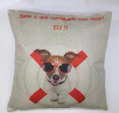 Capa para Almofada Dog com Oculos Vermelho