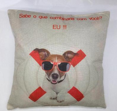 Capa para Almofada Dog com Oculos Vermelho