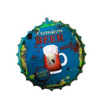 Quadro de Metal Tampinha Premium Beer