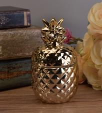 Vela em Pote Abacaxi Dourado com Aroma Baunilha