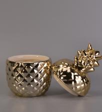 Vela em Pote Abacaxi Dourado com Aroma Baunilha