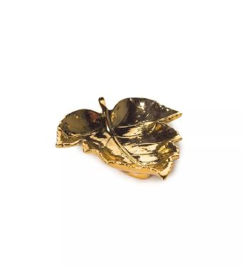 Folha Decorativa Dourada de Cer�mica Grande