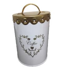 Lata de Metal Redonda Coffe com Tampa Dourada