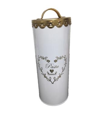 Lata de Metal Redonda Pasta com Tampa Dourada