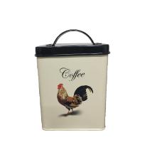 Lata de Metal Quadrada Coffe com Tampa Preta