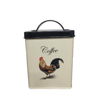 Lata de Metal Quadrada Coffe com Tampa Preta