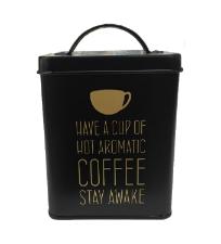 Lata de Metal Coffe Quadrada Preta
