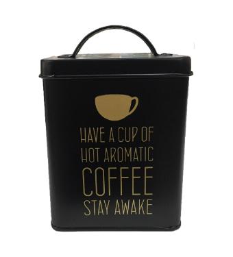 Lata de Metal Coffe Quadrada Preta