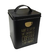 Lata de Metal Coffe Quadrada Preta