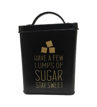 Lata de Metal Sugar Quadrada Preta