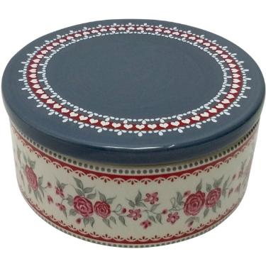 Potiche em C�ramica Romantic Flowers cinza com Vermelho