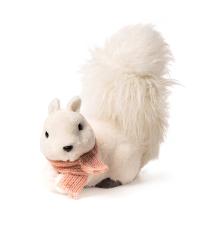 Esquilo Decorativo Branco com Cachecol Deitado Natal