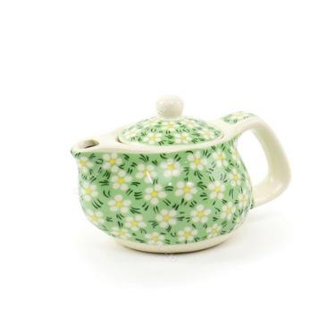 Chaleira de Cer�mica Flores Verde