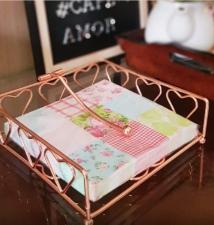 Porta Guardanapos de Cora��o Rose Quadrado