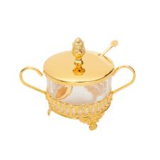 A�ucareiro com Colher de Zamac Flor de Lis Dourada