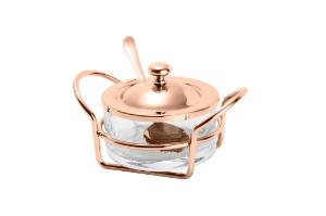 A�ucareiro de Vidro com Tampa e Suporte Rose Italy