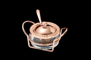 A�ucareiro de Vidro com Tampa e Suporte Rose Italy