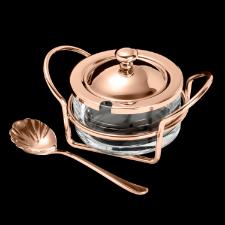 A�ucareiro de Vidro com Tampa e Suporte Rose Italy