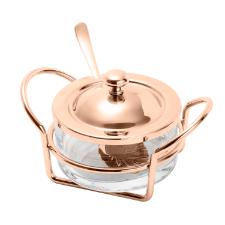 A�ucareiro de Vidro com Tampa e Suporte Rose Italy