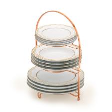 Porta Pratos Triplo Piatina Rose Gold.