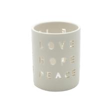 Casti�al de Porcelana Love Hope Peace Branco