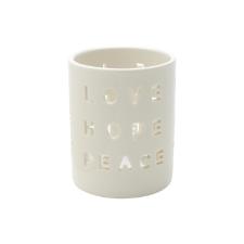 Casti�al de Porcelana Love Hope Peace Branco