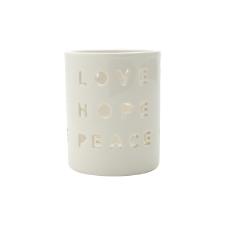 Casti�al de Porcelana Love Hope Peace Branco