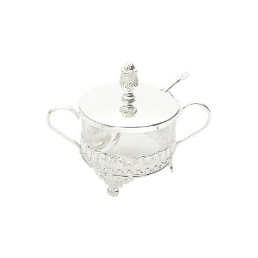 A�ucareiro com Colher Flor de Lis Prateado