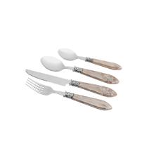 Faqueiro 24 pe�as de A�o Inox com Cabo de Plastico Mother Pearl Prateado