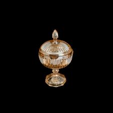 Potiche Pequeno de Cristal Ambar com P� Elisabeth