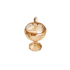 Potiche Grande de Cristal Ambar com P� Elisabeth