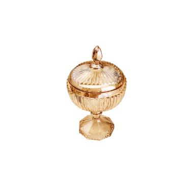 Potiche Grande de Cristal Ambar com P� Elisabeth