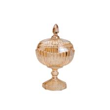 Potiche Grande de Cristal Ambar com P� Elisabeth