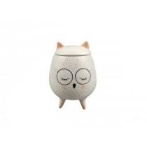 Pote M�dio de Cer�mica com Tampa Coruja Dormindo