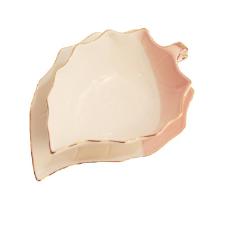 Conjunto 2 Pe�as Bowl e Prato de Folha Branca e Rosa