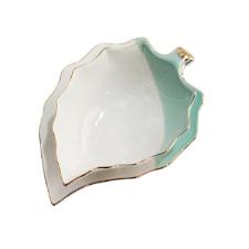 Conjunto 2 Pe�as Bowl e Prato de Folha Branca e Verde