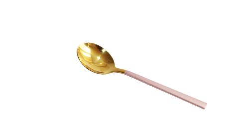 Colher de Sobremesa Rosa com Dourado Tableware