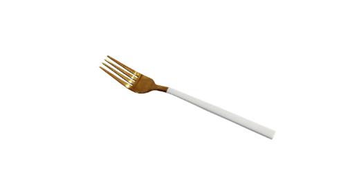 Garfo de Sobremesa Branco com Dourado Tableware