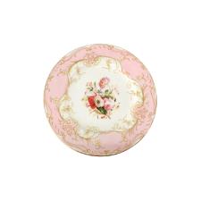 Prato Sobremesa Floreal Vintage Rosa