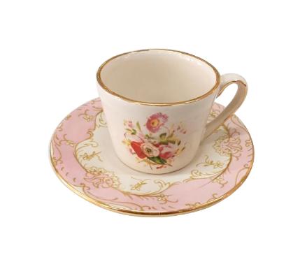 X�cara para Ch� Floreal Vintage Rosa