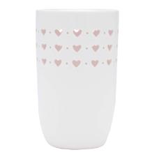 Vaso de Porcelana Cora��o Branco com Rosa