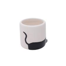 Vaso de C�ramica Chilliung Branco Gato Preto