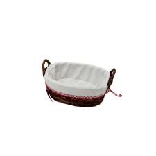 Cesta Grande Oval de Ratan com Tecido Vermelho